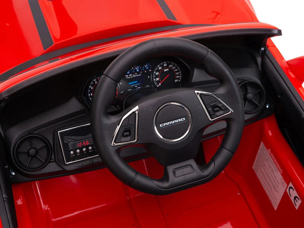 12V Chevrolet Camaro 2SS Kids Ride On One Seater Electric Car with Leather Seat, Rubber Tires and RC