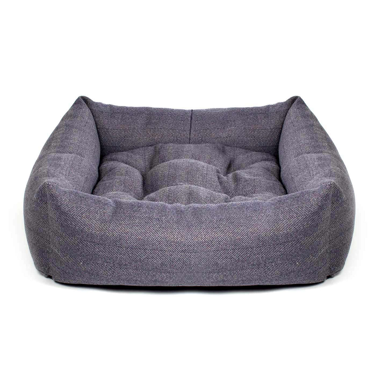 Box Bed For Dogs in Herringbone Tweed