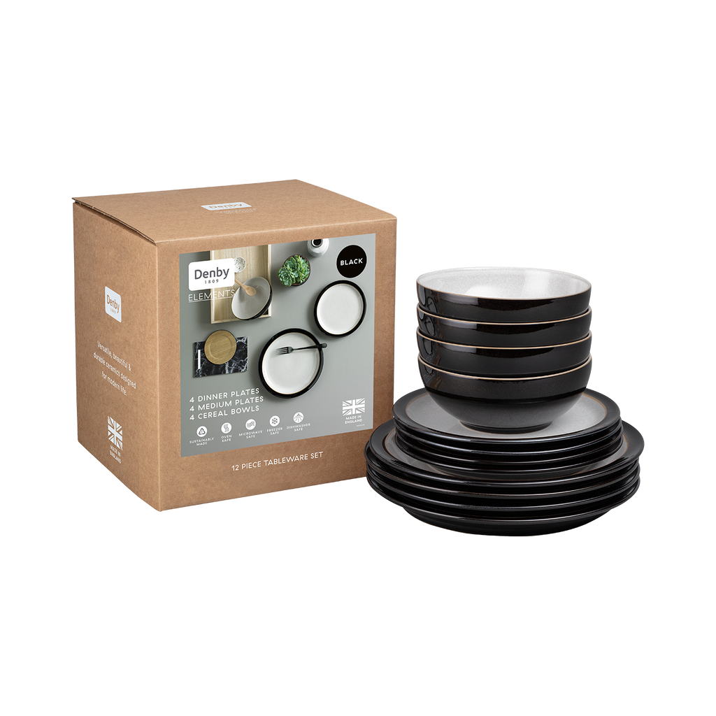 Elements Black 12 Piece Dinner Set