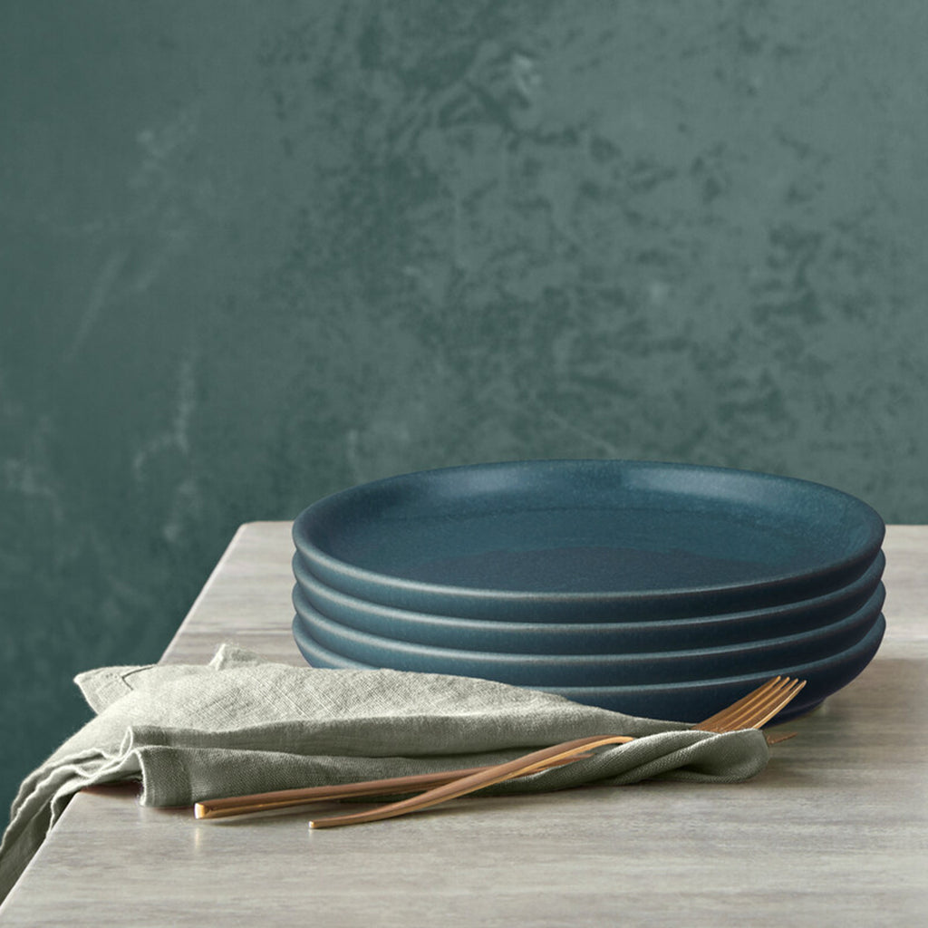 Elements Jade Dark Green Coupe Medium Plates - Set Of 4