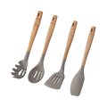Acacia & Silicone Grey Four Piece Utensil Set