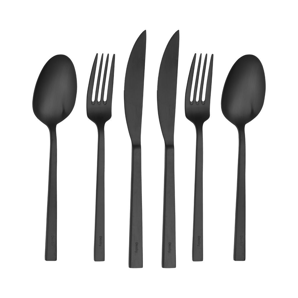 Linear Black 6 Piece Cutlery Set