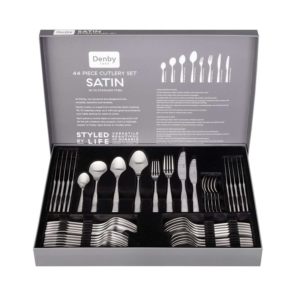 Satin 44 Piece Cutlery Set