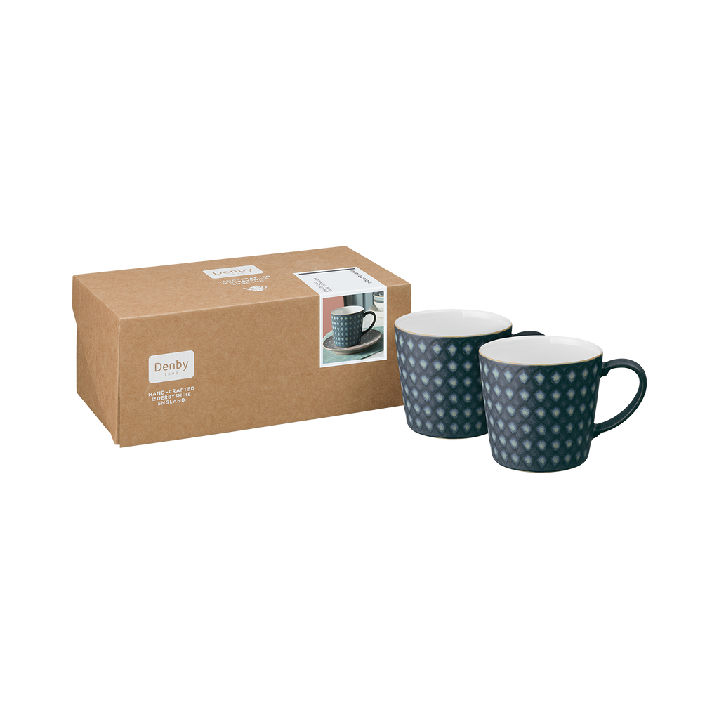 Impression Charcoal Blue Diamond Mugs - Set Of 2