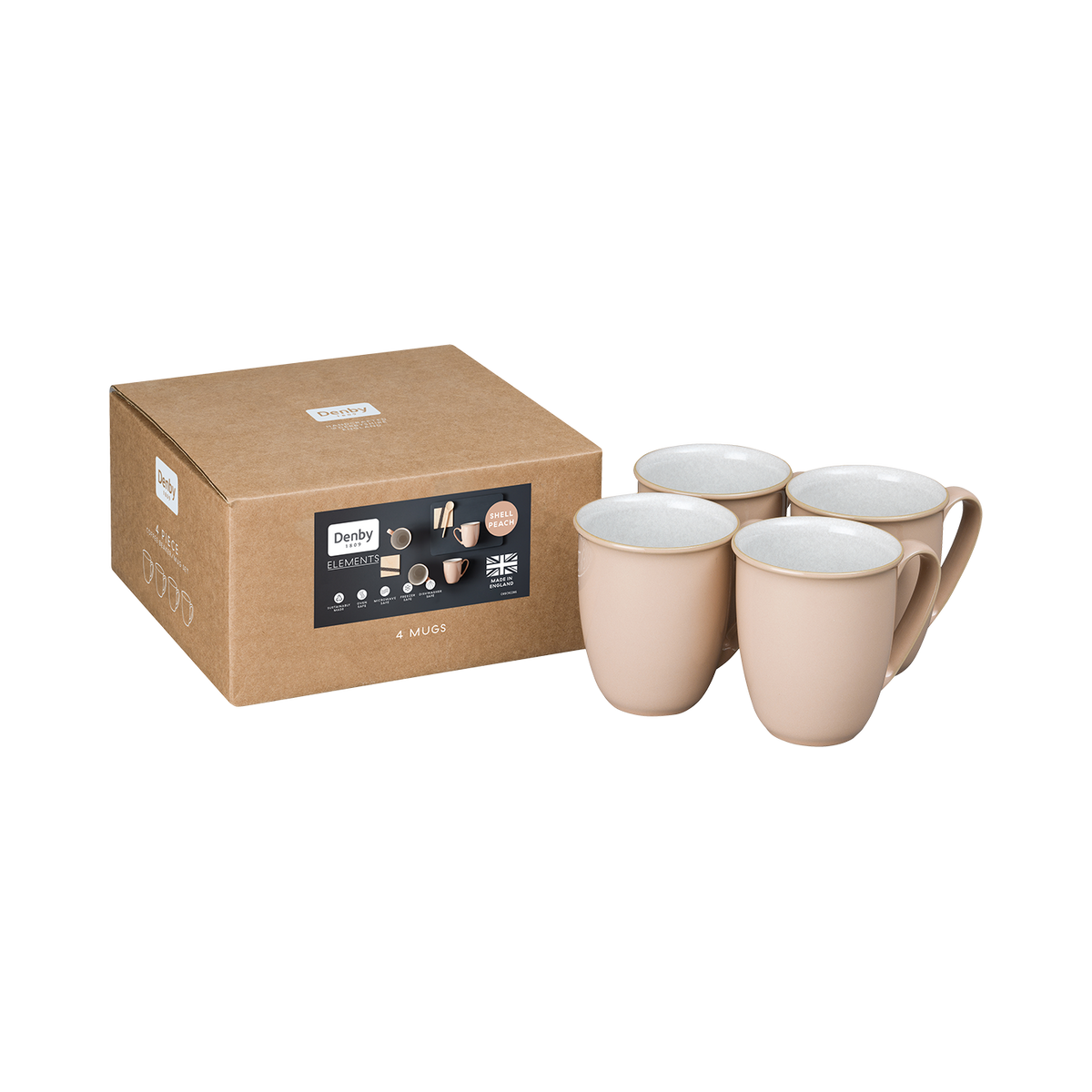 Elements Shell Peach Coffee Beaker/Mugs - Set Of 4