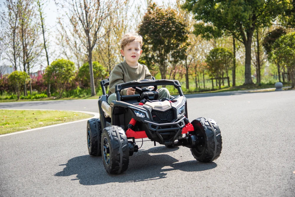 Licensed 24V Can Am Maverick Kids Ride On One Seater UTV, Rubber Tires, Leather Seat with RC