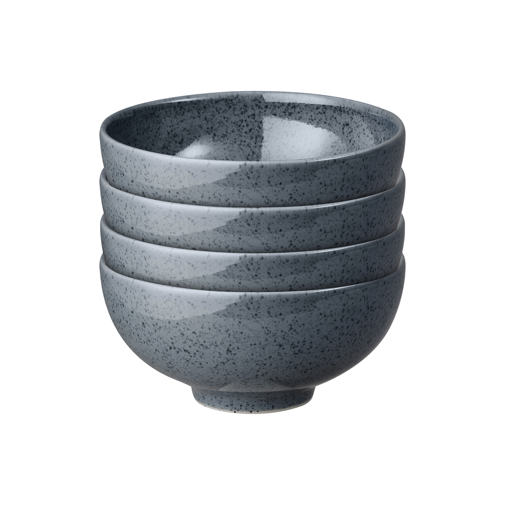 Dark Grey Speckle Rice Bowls - Set Of 4