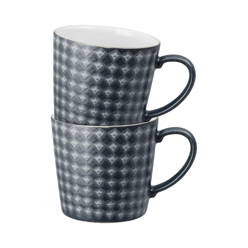 Impression Charcoal Blue Diamond Mugs - Set Of 2