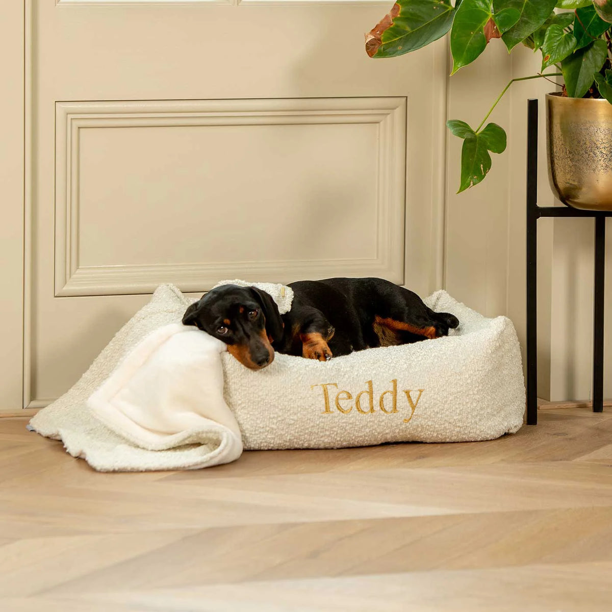 Cozy & Calming Puppy Cage Bed In Ivory Boucl