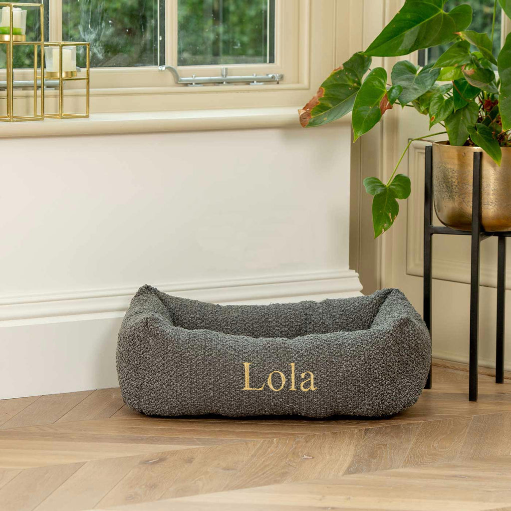 Cozy & Calming Puppy Cage Bed In Granite Boucl