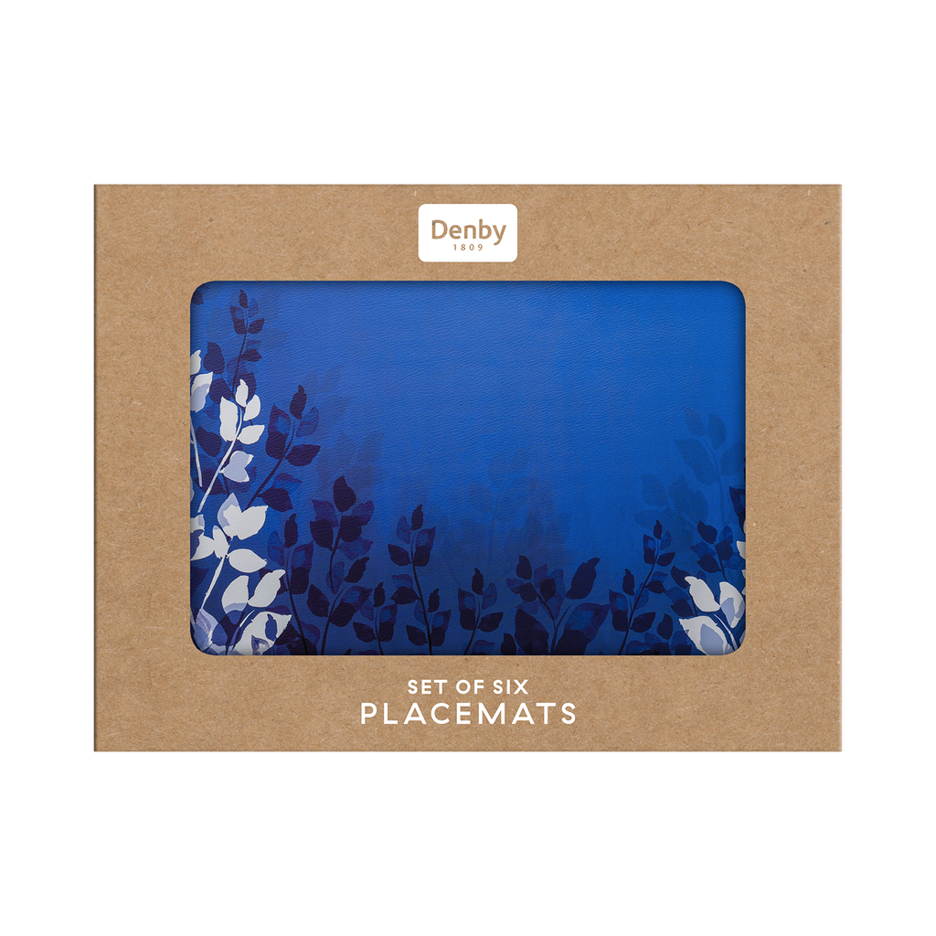 Colours Blue Foliage Placemats - Set Of 6