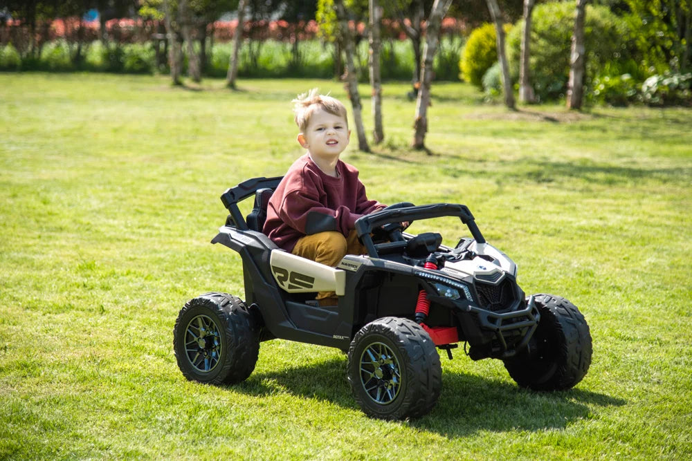 Licensed 24V Can Am Maverick Kids Ride On One Seater UTV, Rubber Tires, Leather Seat with RC