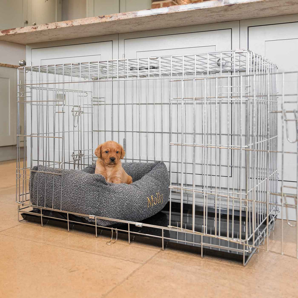 Cozy & Calming Puppy Cage Bed In Granite Boucl