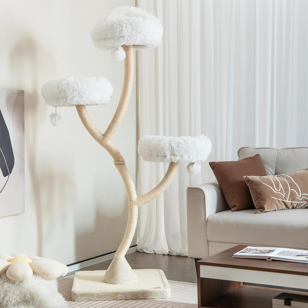 Tangkula Tall Cat Tree, 70 Inch Multi-Level Large Cat Tower with 3 Warm Perches, 3 Jingling Balls, Sisal Scratching Posts & Board, Modern Cat Tree