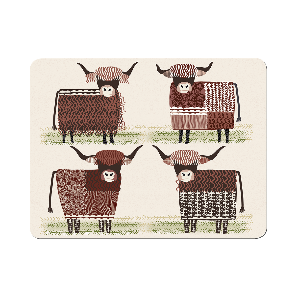 Denby Highland Cow Set Of 6 Placemats