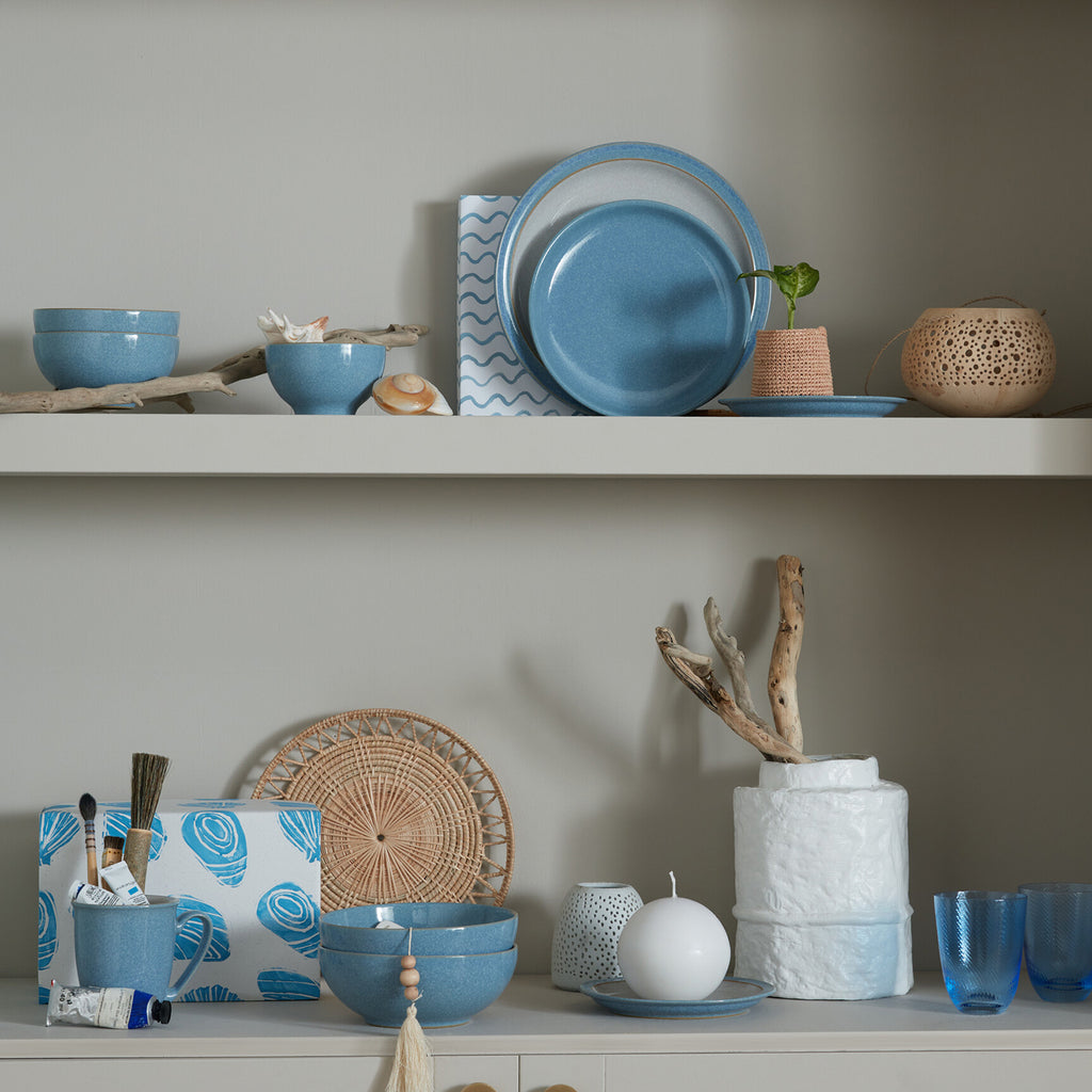 Elements Blue Coupe Medium Plates - Set Of 4