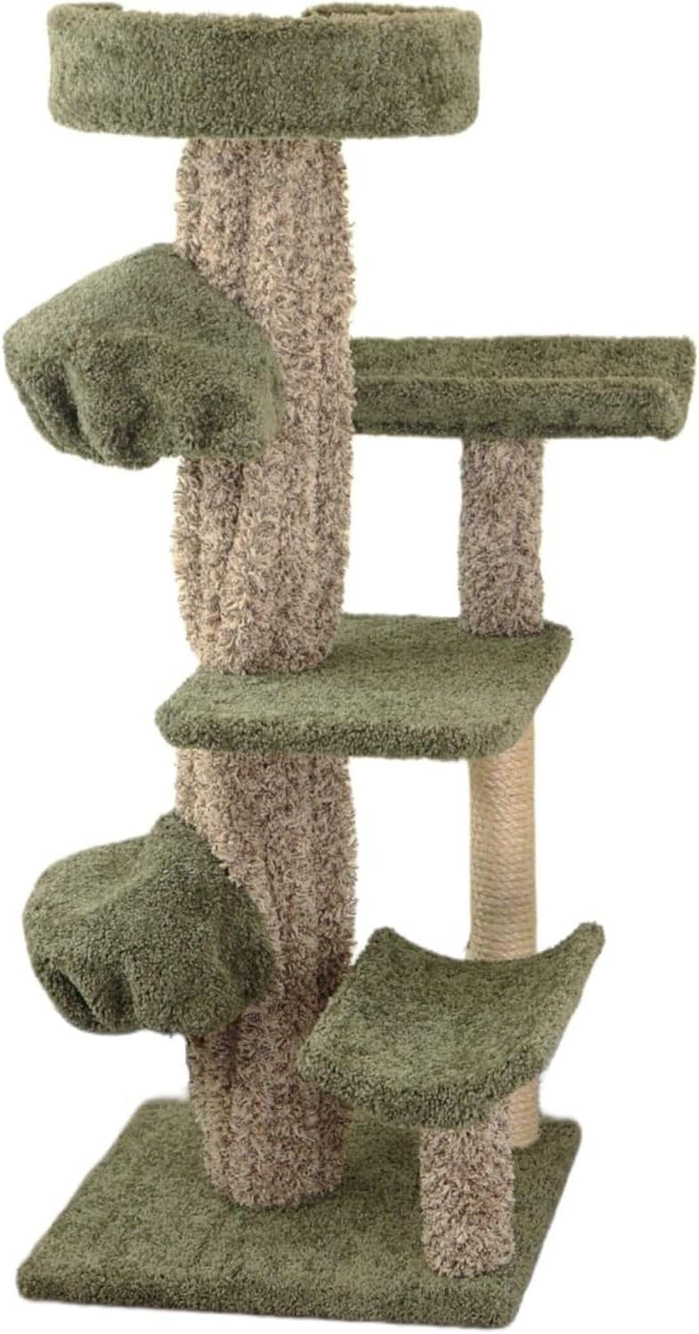 Natural Beauty Multiple Perch Cat Tree, Cat Tree with Scratch Post for All Cat Breeds, Indoor Cat Gym with Perches, Sturdy Wood Construction with