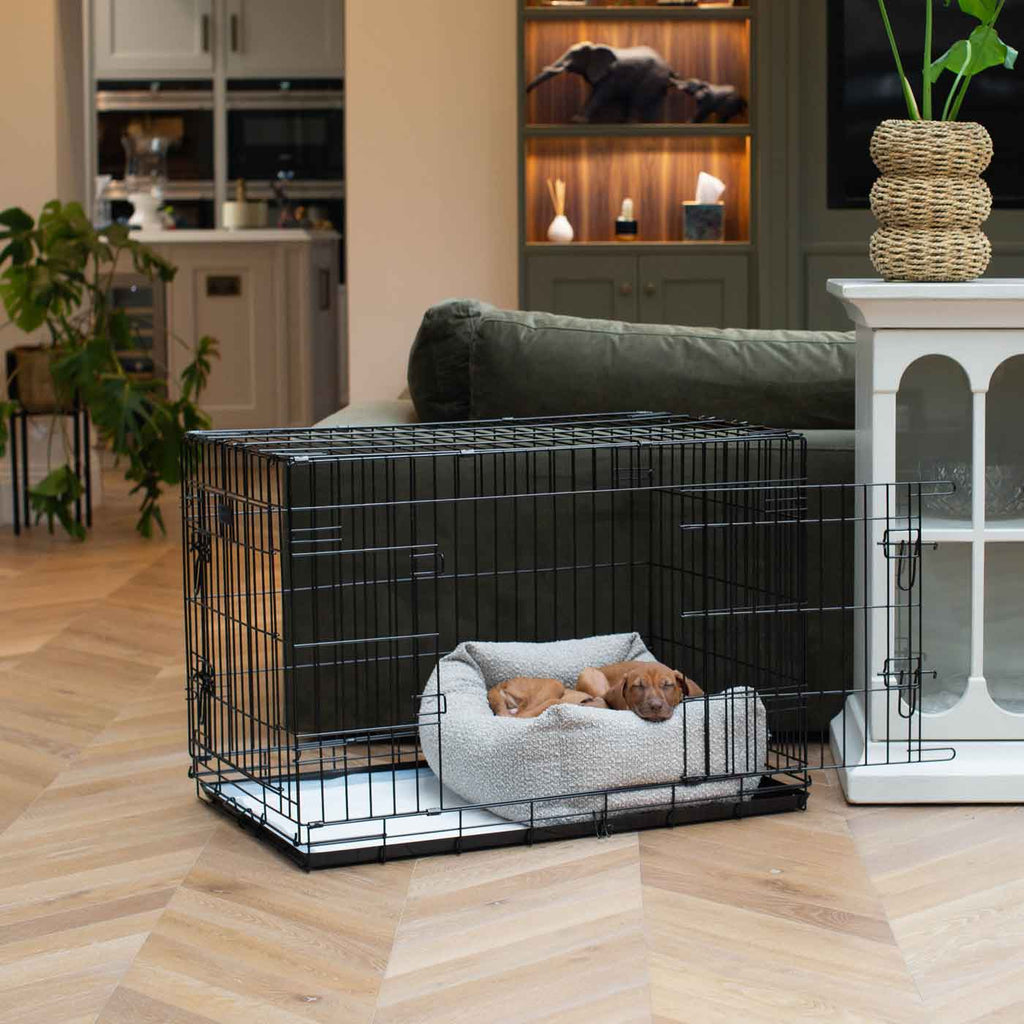 Cozy & Calming Puppy Cage Bed In Mink Boucl