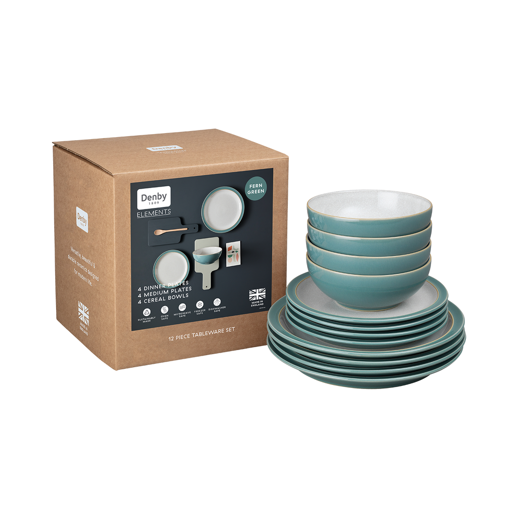 Elements Fern Green 12 Piece Dinner Set