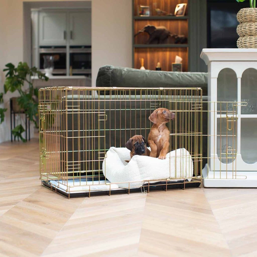 Cozy & Calming Puppy Cage Bed In Ivory Boucl