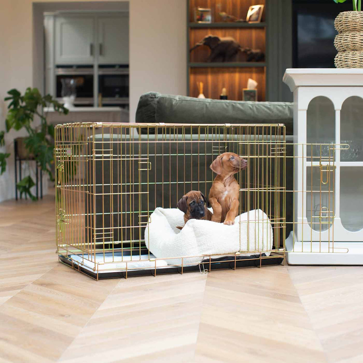 Cozy & Calming Puppy Cage Bed In Ivory Boucl
