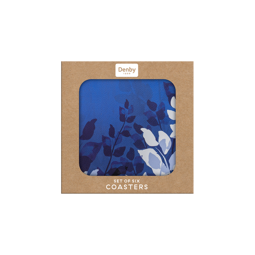 Colours Blue Foliage Coasters - Set Of 6