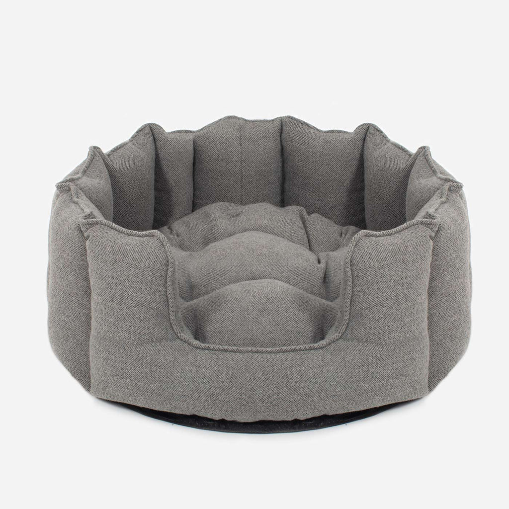 High Wall Bed For Dogs in Herringbone Tweed