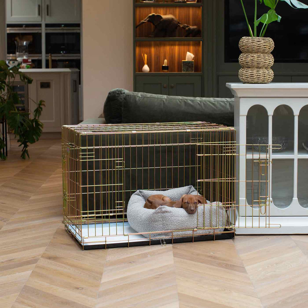 Cozy & Calming Puppy Cage Bed In Mink Boucl