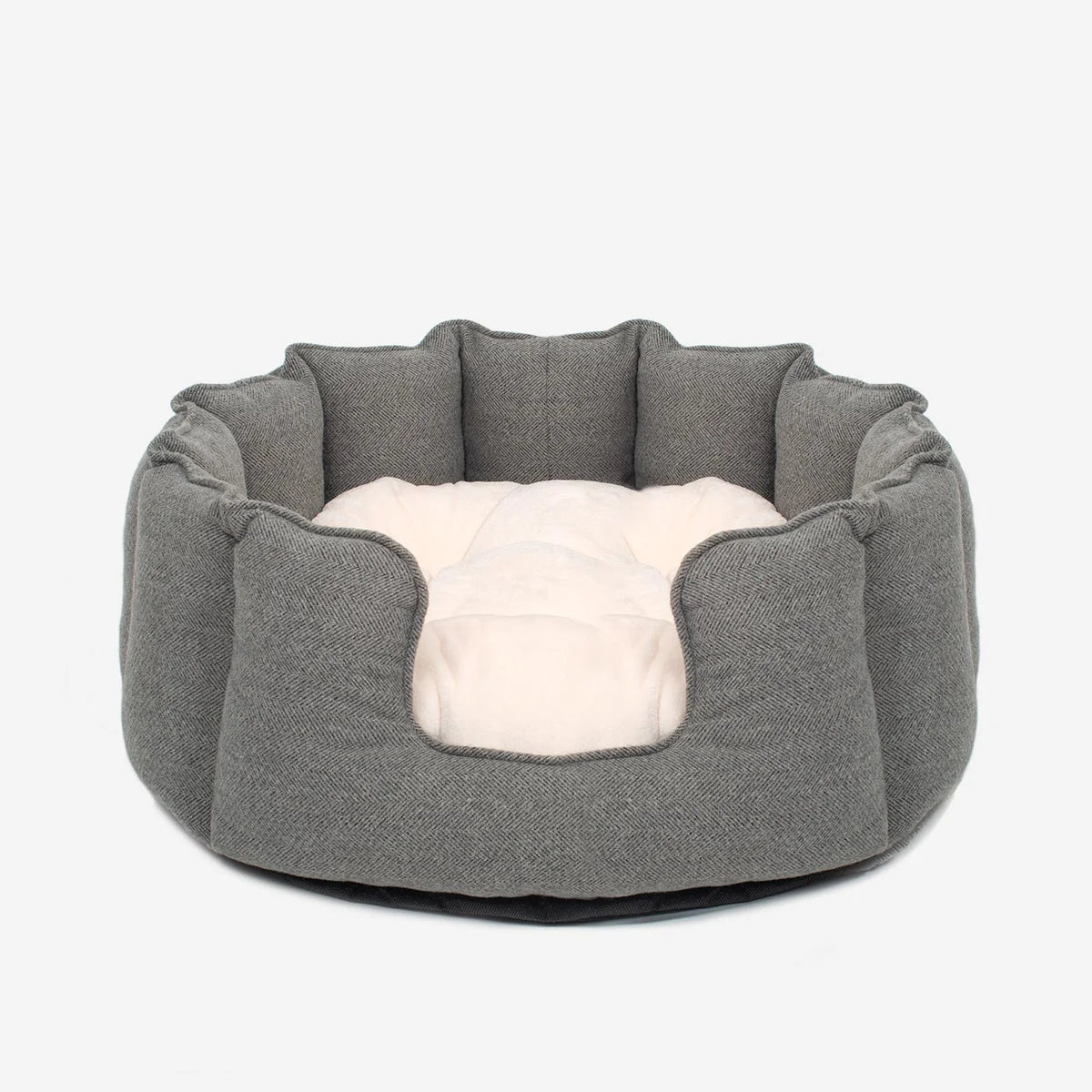 High Wall Bed For Dogs in Herringbone Tweed