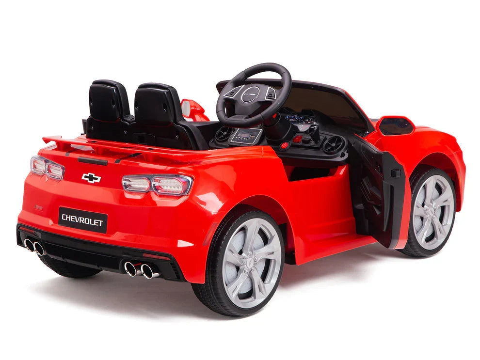 12V Chevrolet Camaro 2SS Kids Ride On One Seater Electric Car with Leather Seat, Rubber Tires and RC