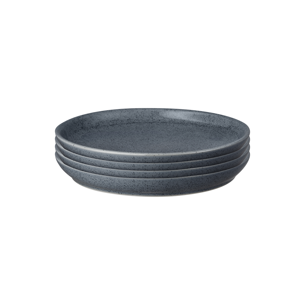 Dark Grey Speckle Coupe Medium Plates - Set Of 4
