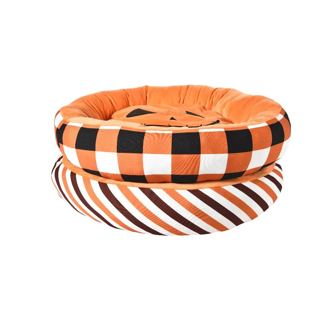 Pets Halloween Bed Soft Round Donut Pet Bed